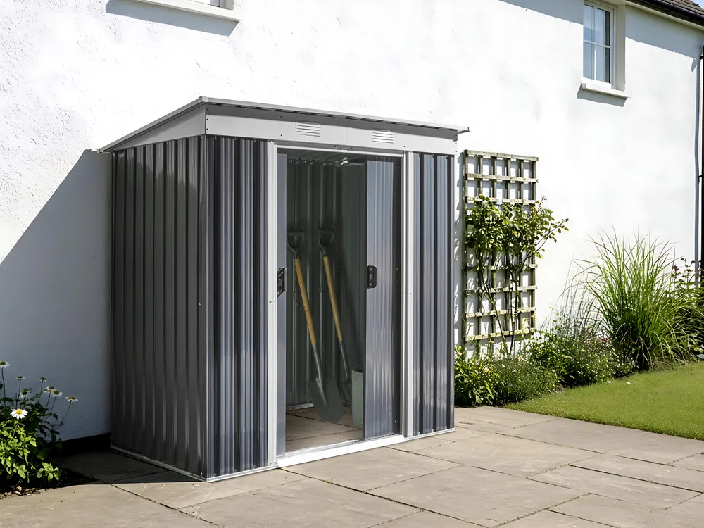 Pro-Tect Acilia 5.5'x 3.5' Metal Pent Shed - Dark Grey - Image 4