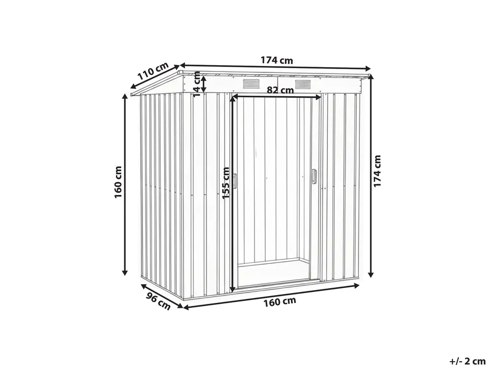 Pro-Tect Acilia 5.5'x 3.5' Metal Pent Shed - Dark Grey - Image 11