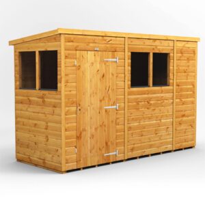 Power 10'x4' Tongue and Groove Timber Pent Shed (window or windowless) (single or double door)