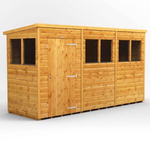 Power 12'x4' Tongue and Groove Timber Pent Shed (window or windowless) (single or double door)