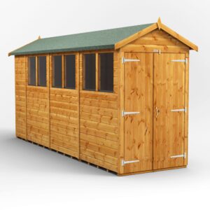 Power 14'x4' Tongue and Groove Timber Apex Shed (window or windowless) (single or double door)