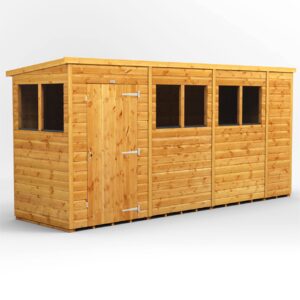 Power 14'x4' Tongue and Groove Timber Pent Shed (window or windowless) (single or double door)