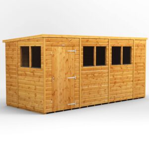 Power 14'x6' Tongue and Groove Timber Pent Shed (window or windowless) (single or double door)