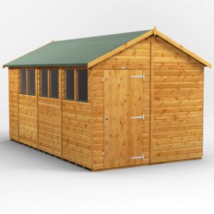 Power 14'x8' Tongue and Groove Timber Apex Shed (window or windowless) (single or double door)