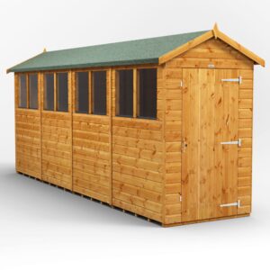 Power 16'x4' Tongue and Groove Timber Apex Shed (window or windowless) (single or double door)