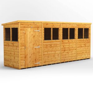 Power 16'x4' Tongue and Groove Timber Pent Shed (window or windowless) (single or double door)