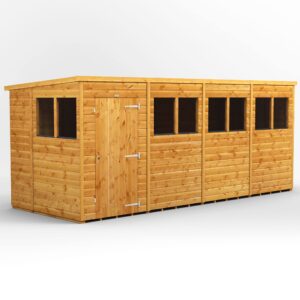 Power 16'x6' Tongue and Groove Timber Pent Shed (window or windowless) (single or double door)