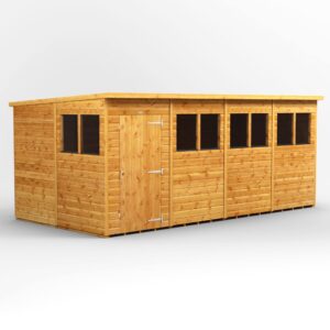 Power 16'x8' Tongue and Groove Timber Pent Shed (window or windowless) (single or double door)