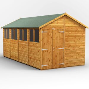 Power 16'x8' Tongue and Groove Timber Apex Shed (window or windowless) (single or double door)