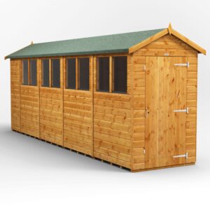 Power 18'x4' Tongue and Groove Timber Apex Shed (window or windowless) (single or double door)