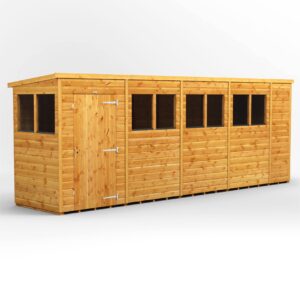 Power 18'x4' Tongue and Groove Timber Pent Shed (window or windowless) (single or double door)