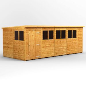 Power 18'x8' Tongue and Groove Timber Pent Shed (window or windowless) (single or double door)