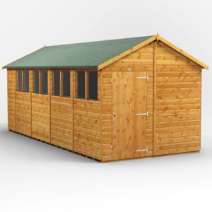 Power 18'x8' Tongue and Groove Timber Apex Shed (window or windowless) (single or double door)
