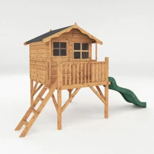 Mercia 12'x5' Poppy Timber Playhouse with Tower and Slide