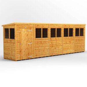 Power 20'x4' Tongue and Groove Timber Pent Shed (window or windowless) (single or double door)