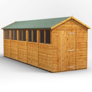 Power 20'x6' Tongue and Groove Timber Apex Shed (window or windowless) (single or double door)