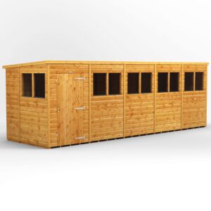 Power 20'x6' Tongue and Groove Timber Pent Shed (window or windowless) (single or double door)