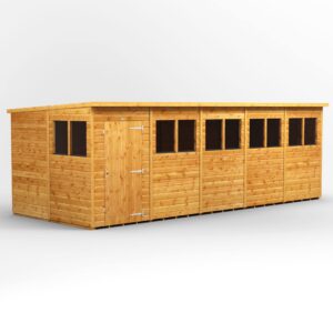 Power 20'x8' Tongue and Groove Timber Pent Shed (window or windowless) (single or double door)
