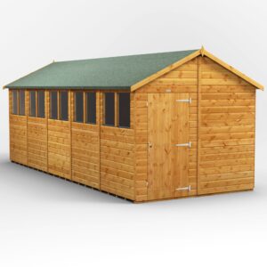 Power 20'x8' Tongue and Groove Timber Apex Shed (window or windowless) (single or double door)