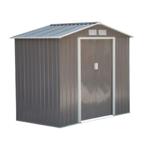 Outsunny 7ft x 4ft Metal Garden Shed -Light Grey with Foundation Grid