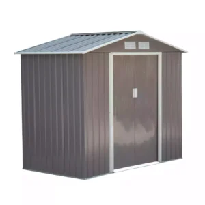 Outsunny 7ft x 4ft Metal Garden Shed -Light Grey with Foundation Grid