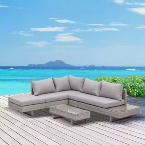 Outsunny 5-Seater Rattan Garden Furniture Sofa Set - Grey