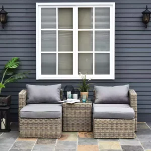 Outsunny 2 Seater Rattan Garden Furniture Set - Grey