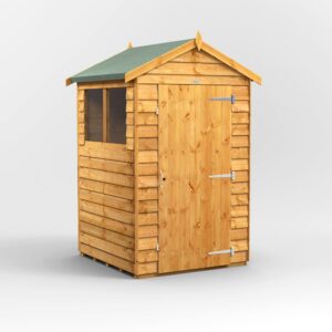 Power 4'x4' Overlap Timber Apex Shed (window or windowless) (single or double door)