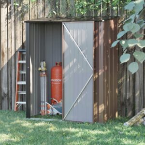 Outsunny 5ft x 3ft Metal Garden Storage Shed - Brown
