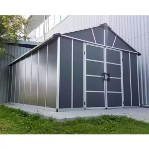 Palram 11x17 Canopia Yukon Plastic Shed - Dark Grey with Anti Slip WPC Floor