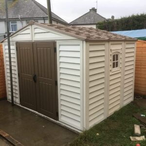 Duramax Woodbridge Brown 10.5 x 8  Plastic Garden Shed with Metal Foundation Kit