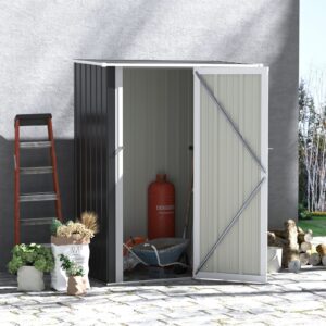 Outsunny 4.5ft x 2.5ft Metal Garden Storage Shed - Dark Grey