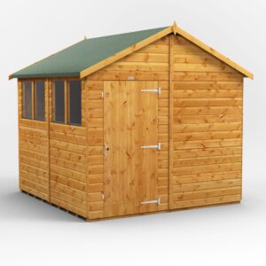 Power 8'x8' Tongue and Groove Timber Apex Shed (window or windowless) (single or double door)