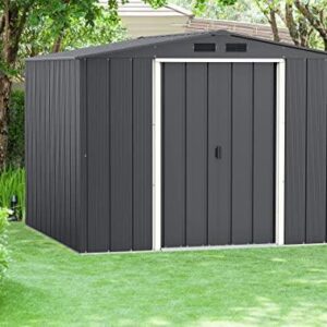 Duramax Eco 8x8 Metal Apex Garden Shed - Grey