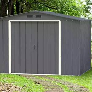 Duramax Eco 10x8 Metal Apex Garden Shed - Grey