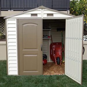 Duramax StoreAll 8' x 6' Vinyl Shed with Foundation Kit & Fixed Window