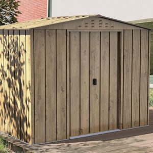 Duramax 10x8 Metal Apex Garden Shed -Woodgrain