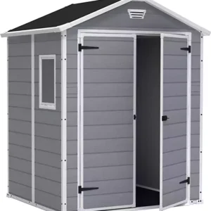 Keter 6' x 5' Manor Plastic Garden Storage Shed - Grey