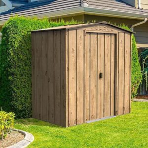 Duramax 6x4 Metal Apex Garden Shed - Wood Grain