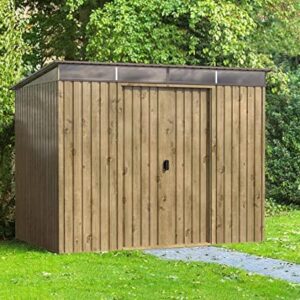 Duramax  8x6 Metal Pent Garden Shed  Woodgrain with Skylight
