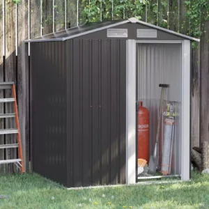OutSunny 5x4 Metal Apex Garden Shed with Foundation Grid- Anthracite.