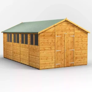 Power 18'x10' Tongue and Groove Timber Apex Shed (window or windowless) (single or double door)