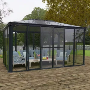 Palram - Ledro 10'x 14' 4300 Metal Enclosed Garden Gazebo