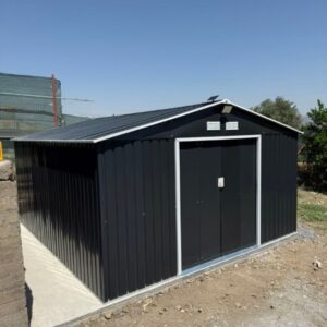 Outsunny 13ft x 11ft Metal Garden Shed with Foundation Grid -Grey