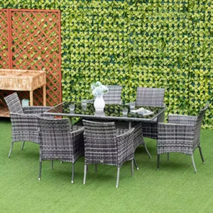 Outsunny 6-Seater Rattan Dining Set - Grey