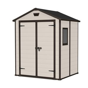 Keter 6' x 5' Manor Plastic Garden Storage Shed - Beige
