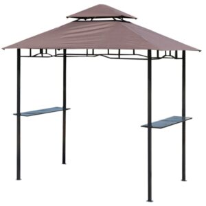 Outsunny 8'x5' Metal Double-Tier Barbecue Canopy - Coffee