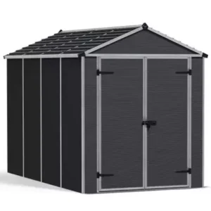 Palram 6x10 Canopia Rubicon Double Door Plastic Shed - Dark Grey