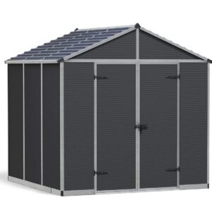 Palram 8x8 Canopia Rubicon Double Door Plastic Shed - Dark Grey