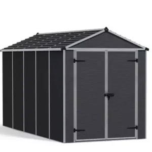 Palram 6x12 Canopia Rubicon Double Door Plastic Shed - Dark Grey